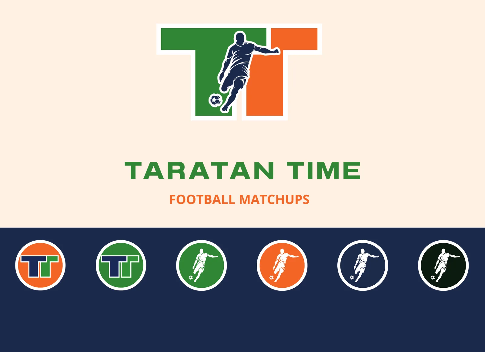 Taratan Time logo: a green and orange TT with a player striking the ball, above a row of round app icons